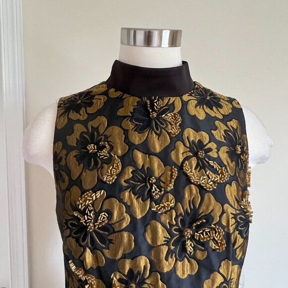 Rachel Roy Gold Floral Print Skater Dress – Size 8 - Picture 4 of 7